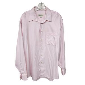 Pronto Uomo Mens 16.5 34/35 Long Sleeve Button Down Dress Shirt Pink 80s 2 Ply